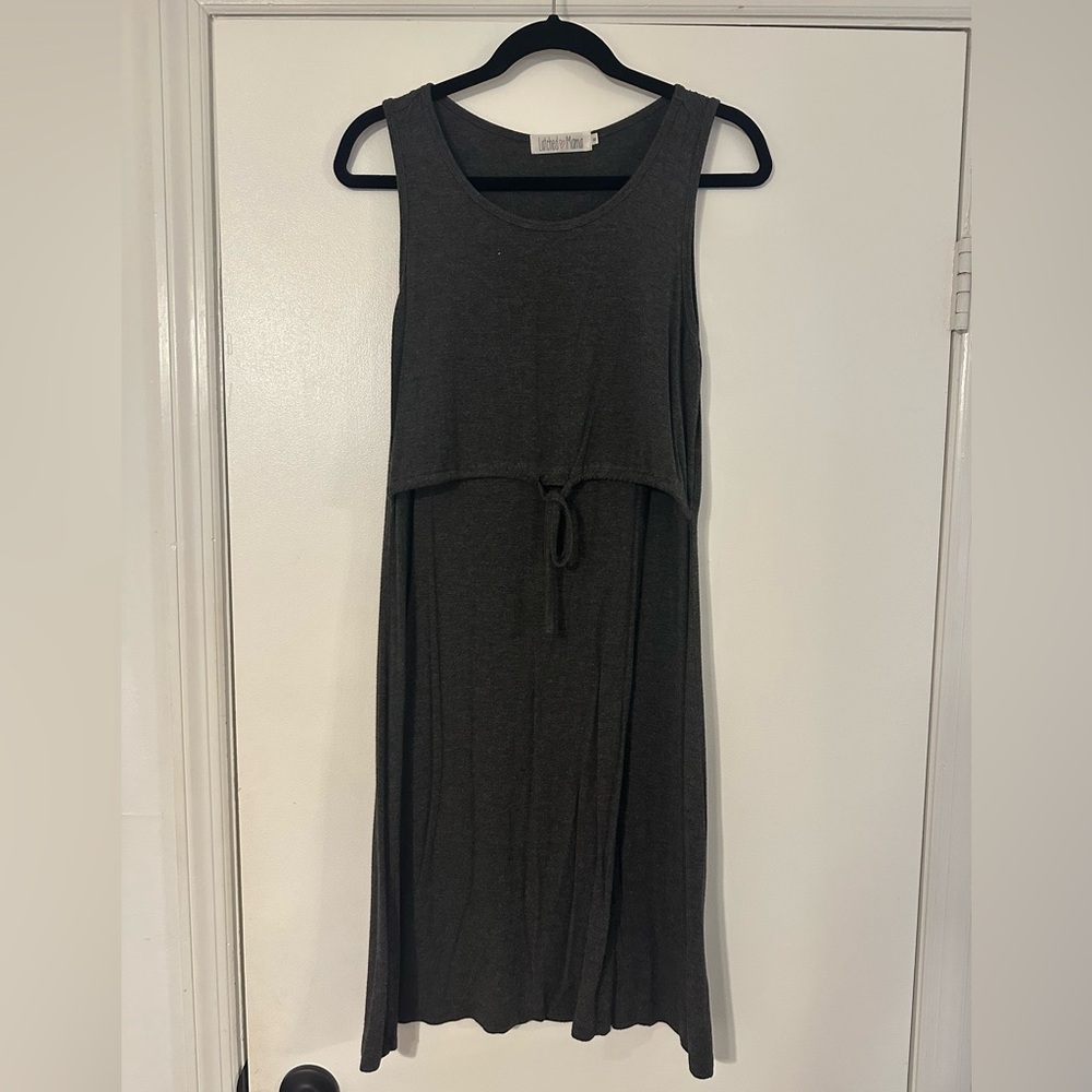 Latched Mama gray drawstring dress medium